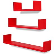 3 red floating U-shaped MDF shelves for displaying\storing books\DVD - Shelf