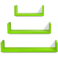 3 green floating U-shaped MDF shelves for displaying\storing books\DVDs - Shelf