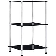 3-tier shelf black 40 × 40 × 67 cm tempered glass - Shelf