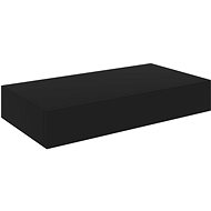 Floating wall shelf with drawer black 48 × 25 × 8 cm - Shelf
