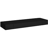 Floating wall shelf with drawer black 80 × 25 × 8 cm - Shelf