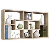 FMD Wall shelf rectangular with 8 compartments oak - Shelf