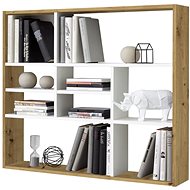 FMD Wall shelf with 9 compartments oak with patina and white - Shelf