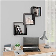 Wall shelves cube black high gloss 84,5x15x27 chipboard - Shelf