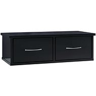 Wall shelf with drawers black with gloss 60 × 26 × 18,5 cm - Shelf