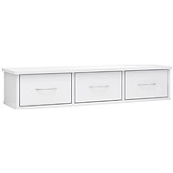 Wall shelf with drawers white with gloss 88 × 26 × 18,5 cm - Shelf