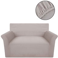 Stretch sofa cover, beige polyester, rib knit - Cover