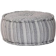 Seating pouf round with pattern blue handmade 50x25cm cotton - Ottoman