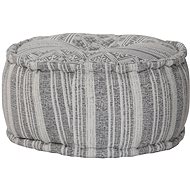 Seating pouf round with pattern grey handmade 50x25 cm cotton - Ottoman
