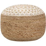 Handmade sitting pouf white 45 × 30 cm jute - Ottoman