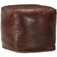 Seating pouf dark brown 40 × 40 × 40 cm genuine goatskin - Ottoman