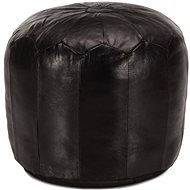 Seating pouf black 40 × 35 cm genuine goat leather - Ottoman