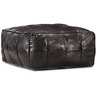 Seating pouf black 60 × 60 × 30 cm genuine goat leather - Ottoman
