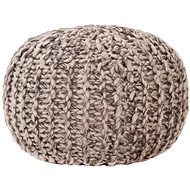 Hand knitted sofa pouf light grey 50x35 cm woolen look - Cushion