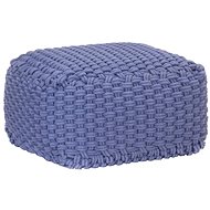 Hand knitted sitting pouf blue 50 × 50 × 30 cm cotton - Cushion