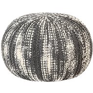 Hand knitted seating pouf dark grey-white 50 × 35 cm wool - Cushion