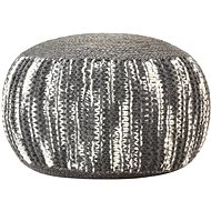 Hand knitted seating pouf dark grey-white 50 × 35 cm wool - Cushion