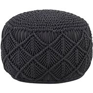 Handmade seating pouf macramé anthracite 45 × 30 cm cotton - Cushion