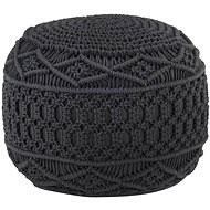 Handmade seating pouf macramé anthracite 45 × 30 cm cotton - Cushion