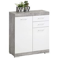 FMD Prádelník se 2 dveřmi a 2 zásuvkami 80x34,9x89,9cm betonová a bílá - Komoda