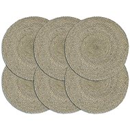 Placemats 6 pcs Grey 38cm Round Jute - Placemat