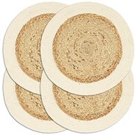 Placemats 4 pcs Natural 38cm Round Jute and Cotton - Placemat