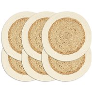 Placemats 6 pcs Natural 38cm Round Jute and Cotton - Placemat