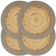 Placemats 4 pcs Natural and Grey 38cm Jute and Cotton - Placemat