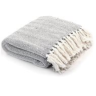 Cotton bedspread with herringbone pattern 125 × 150 cm grey - Blanket