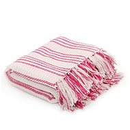 Cotton bedspread with stripes 125 × 150 cm pink and white - Blanket