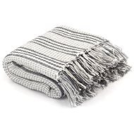 Cotton bedspread with stripes 125 × 150 cm grey and white - Blanket
