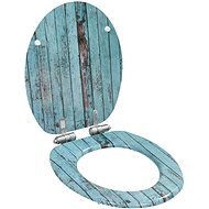 Toilet seat with slow folding function MDF old wood motif - Toilet Seat