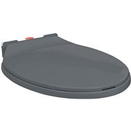 Slow folding toilet seat with quick release grey oval - Toilet Seat