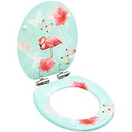 Toilet seat with slow folding function MDF flamingo motif - Toilet Seat