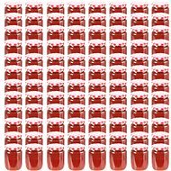 Glass Cooking Jars with White and Red Lids 96 pcs 230ml - Canning Jar