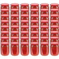 Glass Cooking Jars with Red Lids 48 pcs 230ml - Canning Jar
