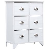 Storage Cabinet 6 Drawers, White 60x30x75cm Solid Pavlovnie - Chest of Drawers