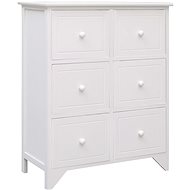 Storage Cabinet 6 Drawers, White 60x30x75cm Solid Pavlovnie - Chest of Drawers