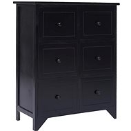 Storage Cabinet 6 Drawers Black 60x30x75cm Solid Pavlovnie - Chest of Drawers
