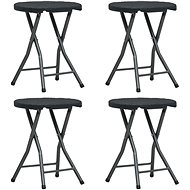 Folding garden stools 4 pcs black HDPE rattan look - Stool