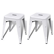 Stackable chairs 2 pcs white metal - Stool