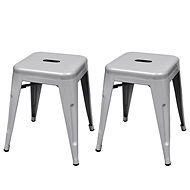 Stackable chairs 2 pcs grey metal - Stool