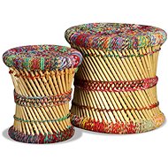 Chairs chindi design 2 pcs multicoloured bamboo - Stool