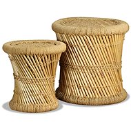 Chairs 2 pcs bamboo and jute - Stool
