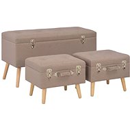 Chairs with storage 3 pcs brown textile - Stool