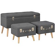 Chairs with storage 3 pcs dark grey textile - Stool