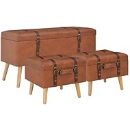 Chairs with storage 3 pcs bronze faux leather - Stool