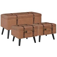 Stools with storage 3 pcs brown faux leather - Stool
