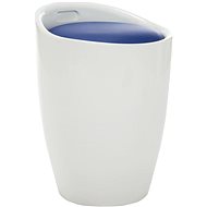 Stool with storage white and blue faux leather - Stool