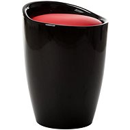 Stool with storage black and red faux leather - Stool